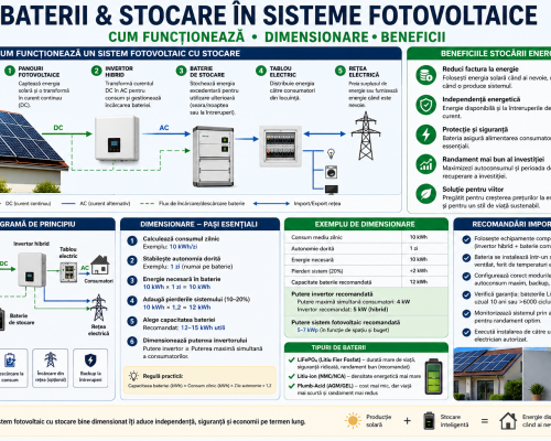 Bateriile de stocare pentru sisteme fotovoltaice. Cum funcționează, când merită și cum se dimensionează