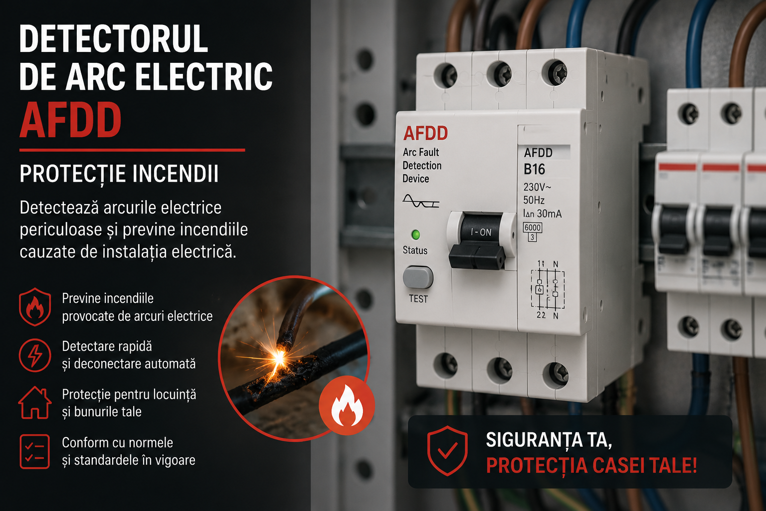 Detectorul de arc electric (AFDD). Noua protecție împotriva incendiilor de cauză electrică