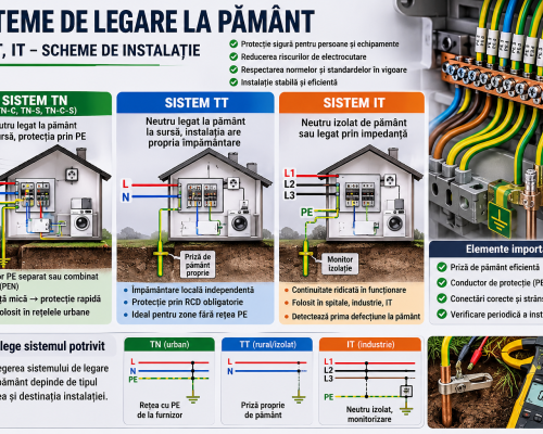 Sistemele de legare la pământ (TN, TT, IT). Ce înseamnă schema instalației tale și de ce contează pentru siguranță